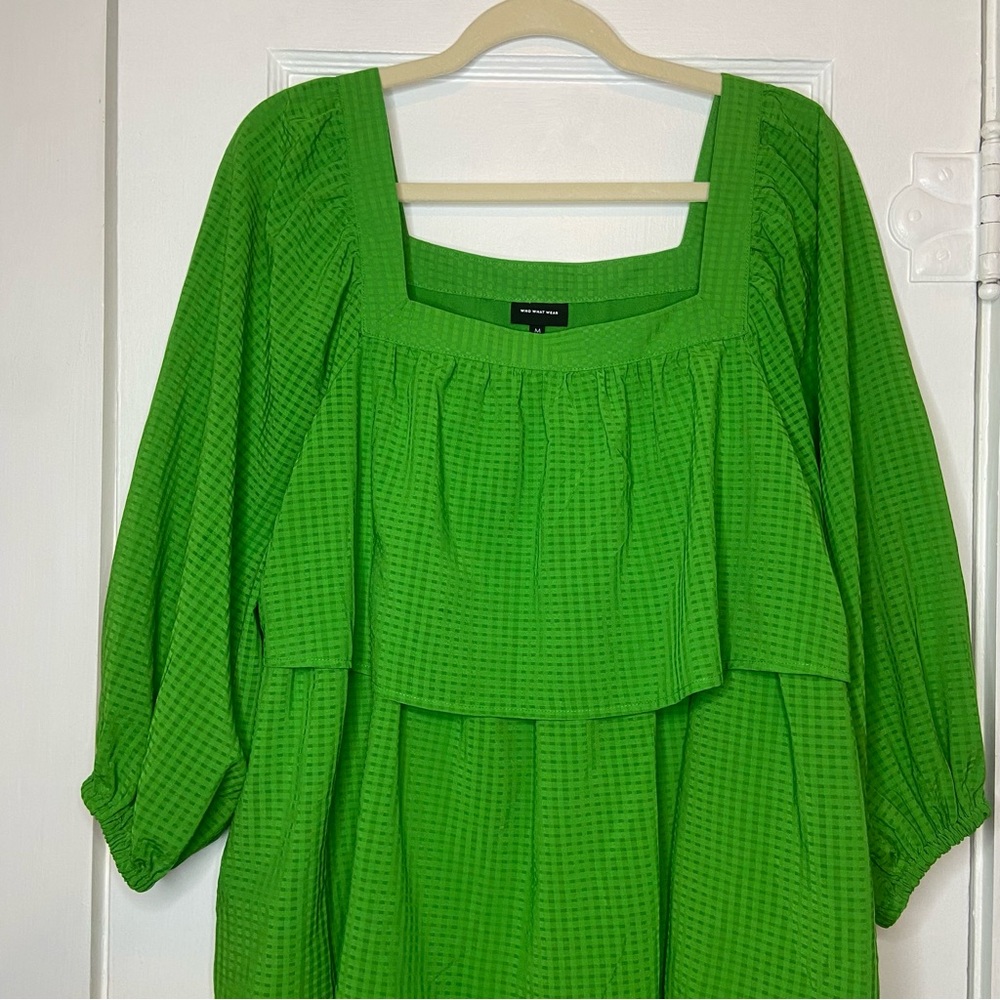 Who What Wear Tiered Balloon Sleeve Square Neck Mini Dress Size Medium - Picture 4 of 12